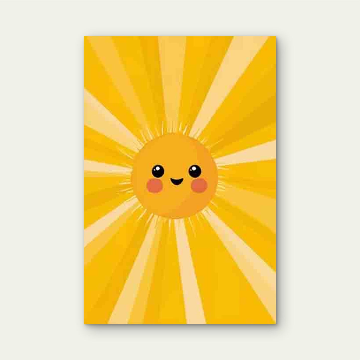 Cute Smiling Sun with Big Eyes & Blush Cheeks 60x90cm Metal Print Ready to Hang