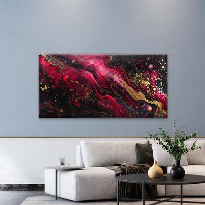 Red Black Marble With Gold Hues Wall Art Canvas Office Home Room Framed 120x60cm - Bella Home Decor