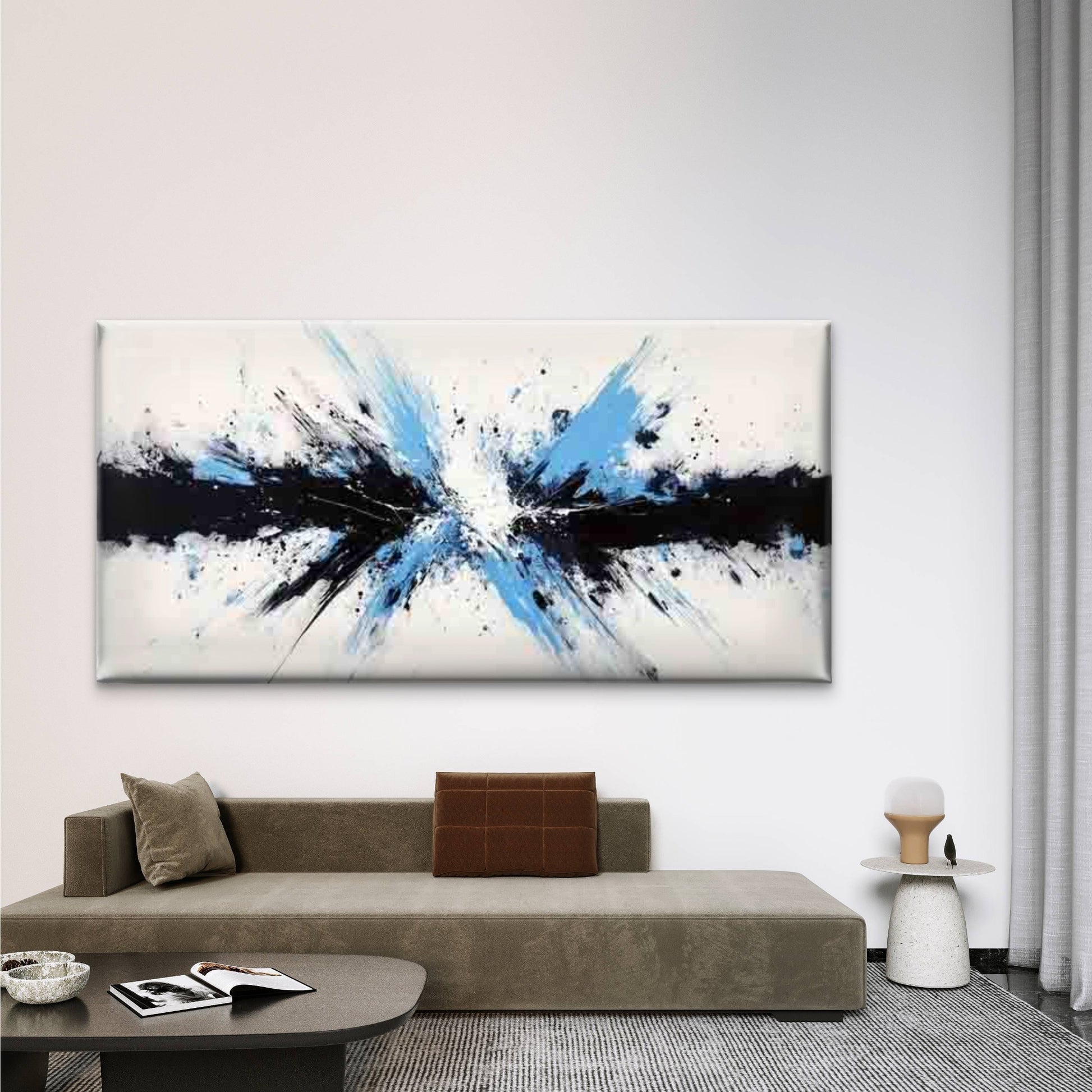 Abstract Monochrome Palette Wall Art Canvas Office Home Room Framed 120x60cm - Bella Home Decor