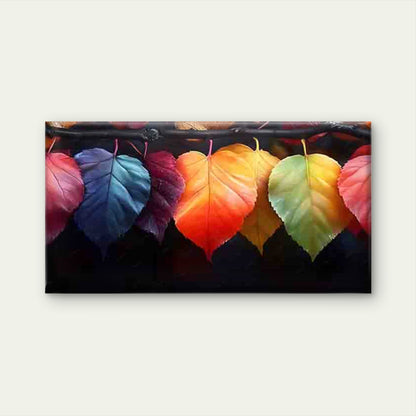 Colorful Gradient Leaves Wall Art Canvas Office Home Room Framed 120x60cm