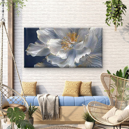 Elegant Flower Golden Accent Wall Art Canvas Office Home Room Framed 120x60cm