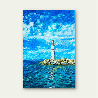 Bodrum Turkey Beautiful Oil Paint Landscape 40x60cm Metal Print Ready to Hang