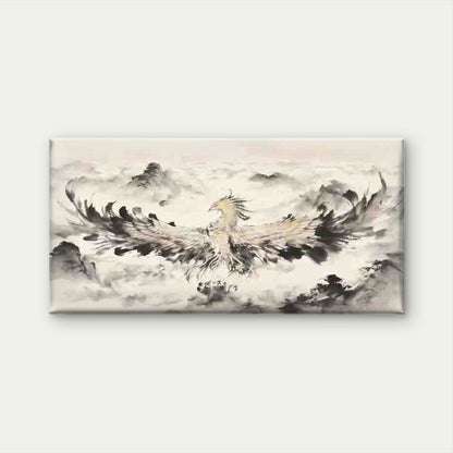 Phoenix Flying Over Mountains Wall Art Canvas Office Home Room Framed 120x60cm