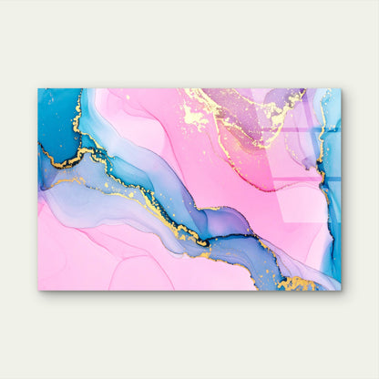 Abstract Pink Blue Fluid Alcohol Veins  Acrylic Glass Printing Wall Art Australian Made Quality