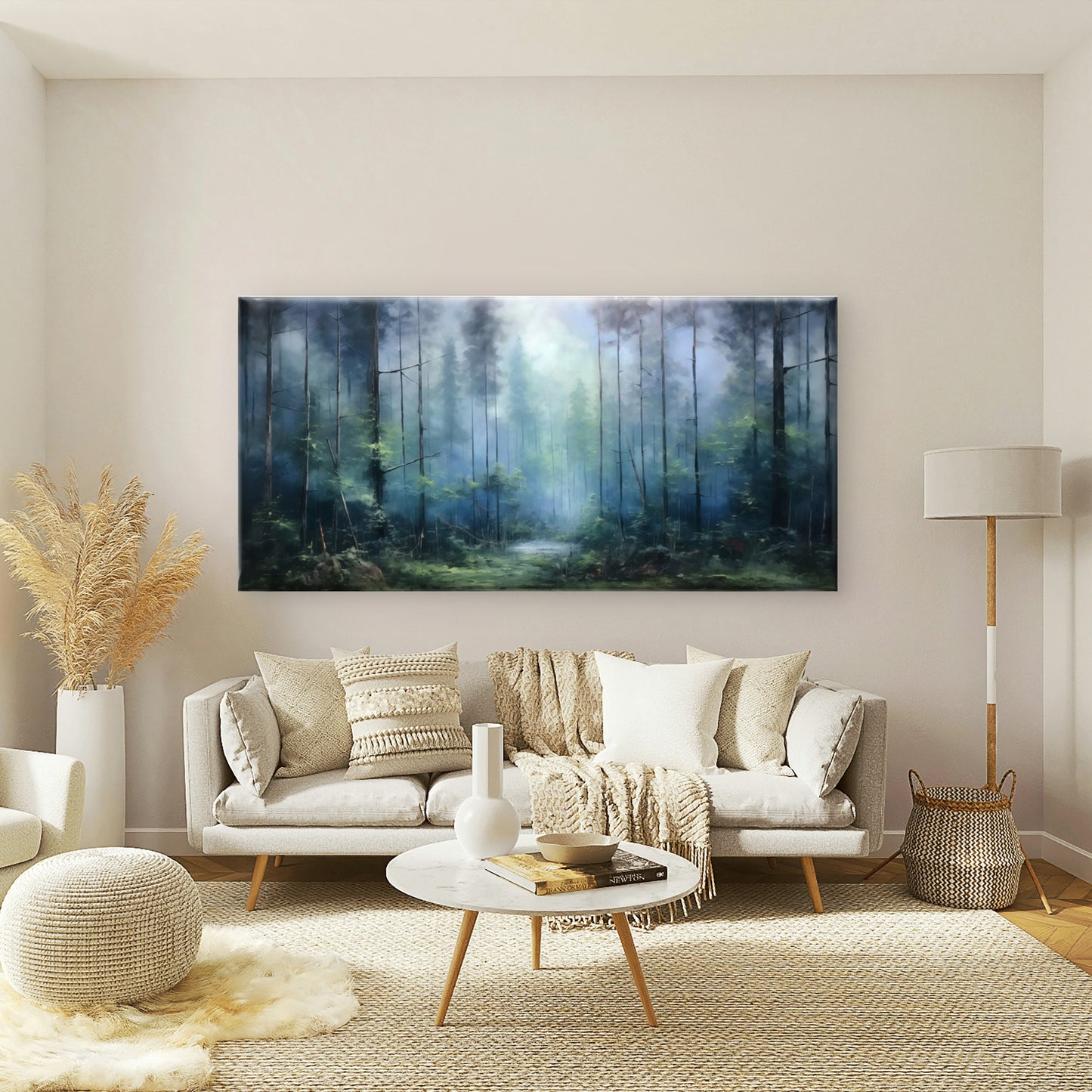 Misty Forest Landscape Wall Art Canvas Office Home Room Framed 120x60cm