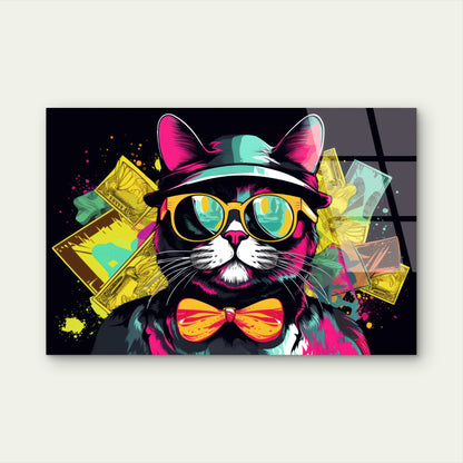 Urban Street Art Cute Dollar Bill Cat Acrylic Glass Printing Wall Art Australian Made Quality