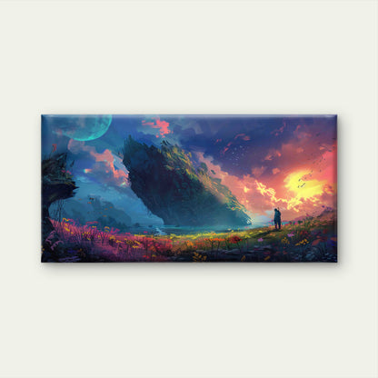 Figure Gazing At The Floating Wall Art Canvas Office Home Room Framed 120x60cm