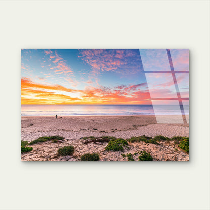 Twin Lakes Beach Sunset Ocean Coastal   Acrylic Glass Printing Wall Art Australian Made Quality