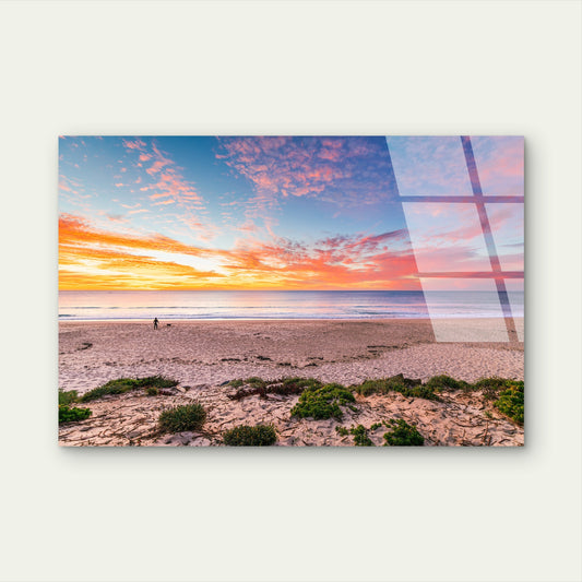 Twin Lakes Beach Sunset Ocean Coastal   Acrylic Glass Printing Wall Art Australian Made Quality