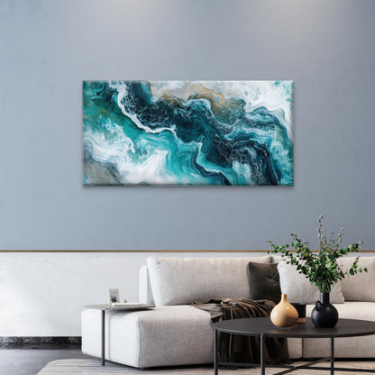 Ocean Wave Fluid Art Painting Wall Art Canvas Office Home Framed 120x60cm