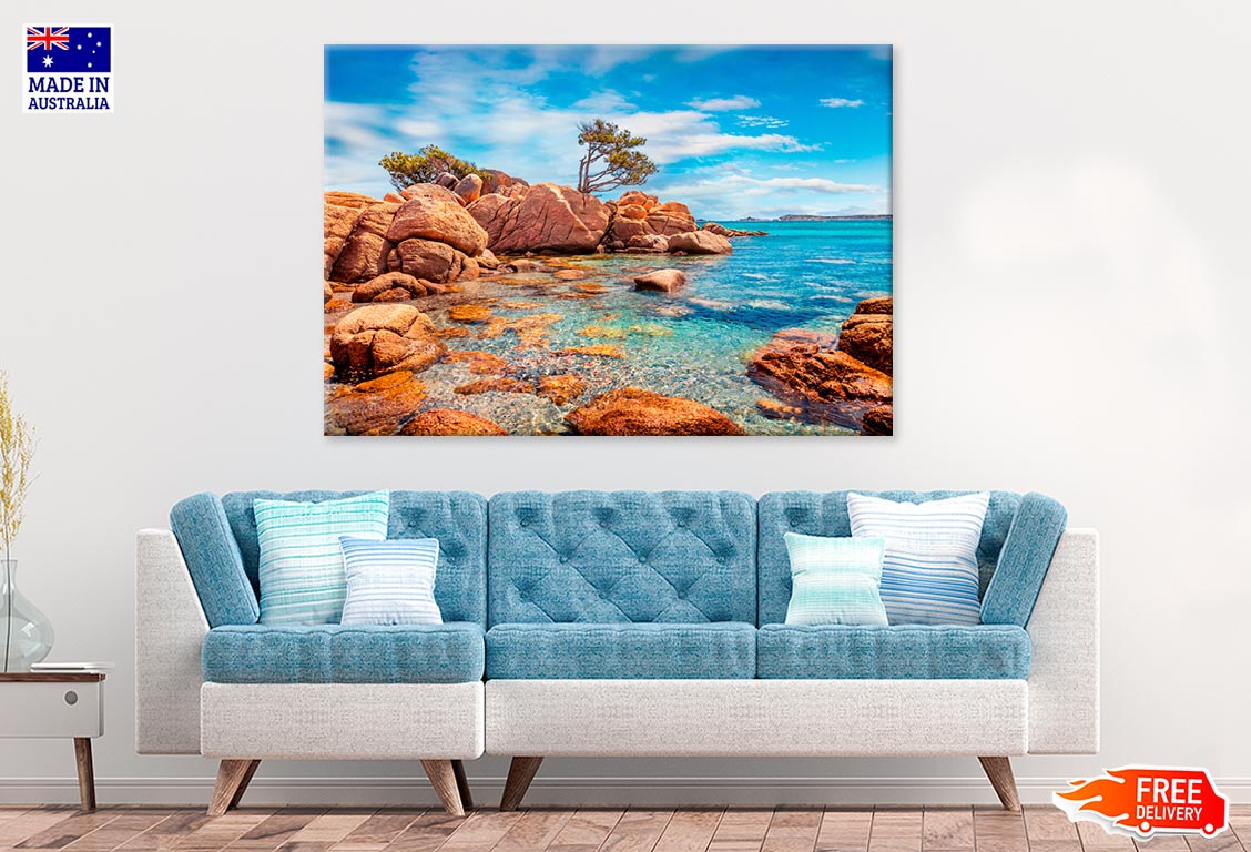 Beach With Sand & Granite Rocks Print 100% Australian Made