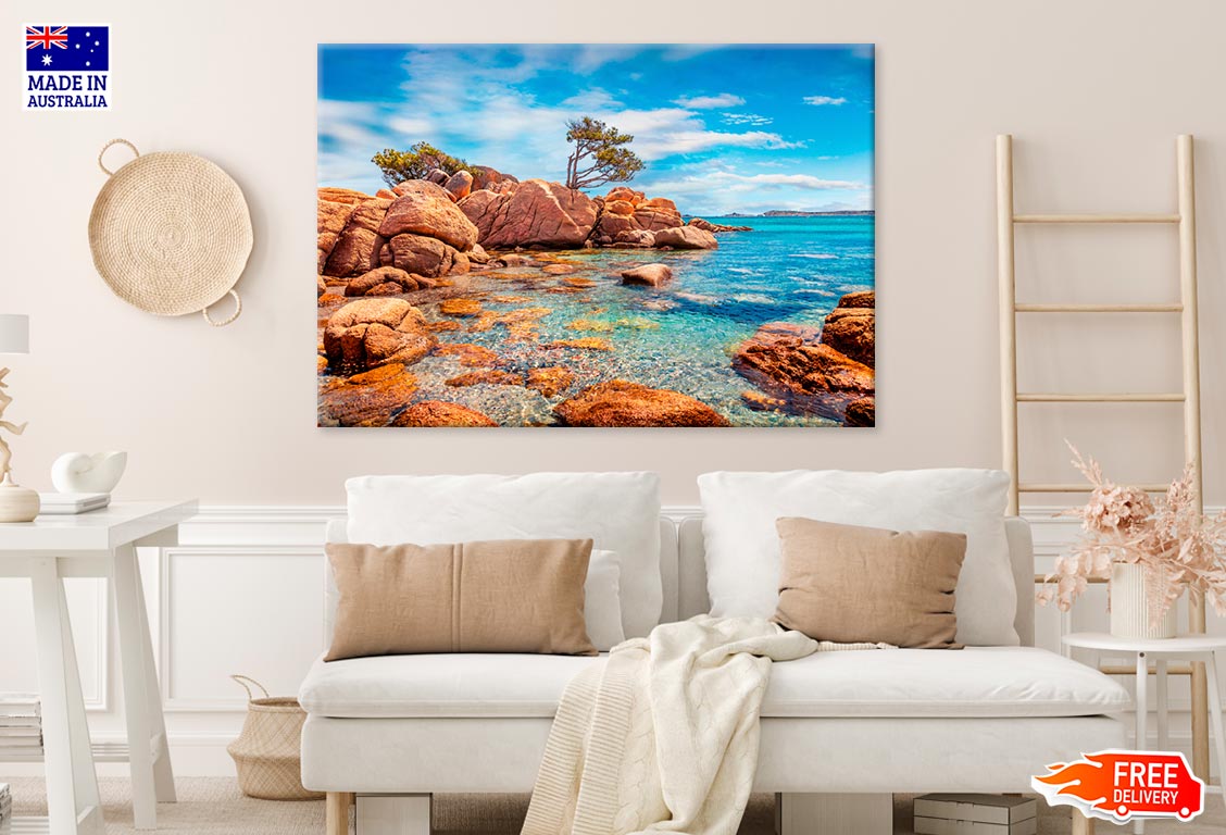 Beach With Sand & Granite Rocks Print 100% Australian Made