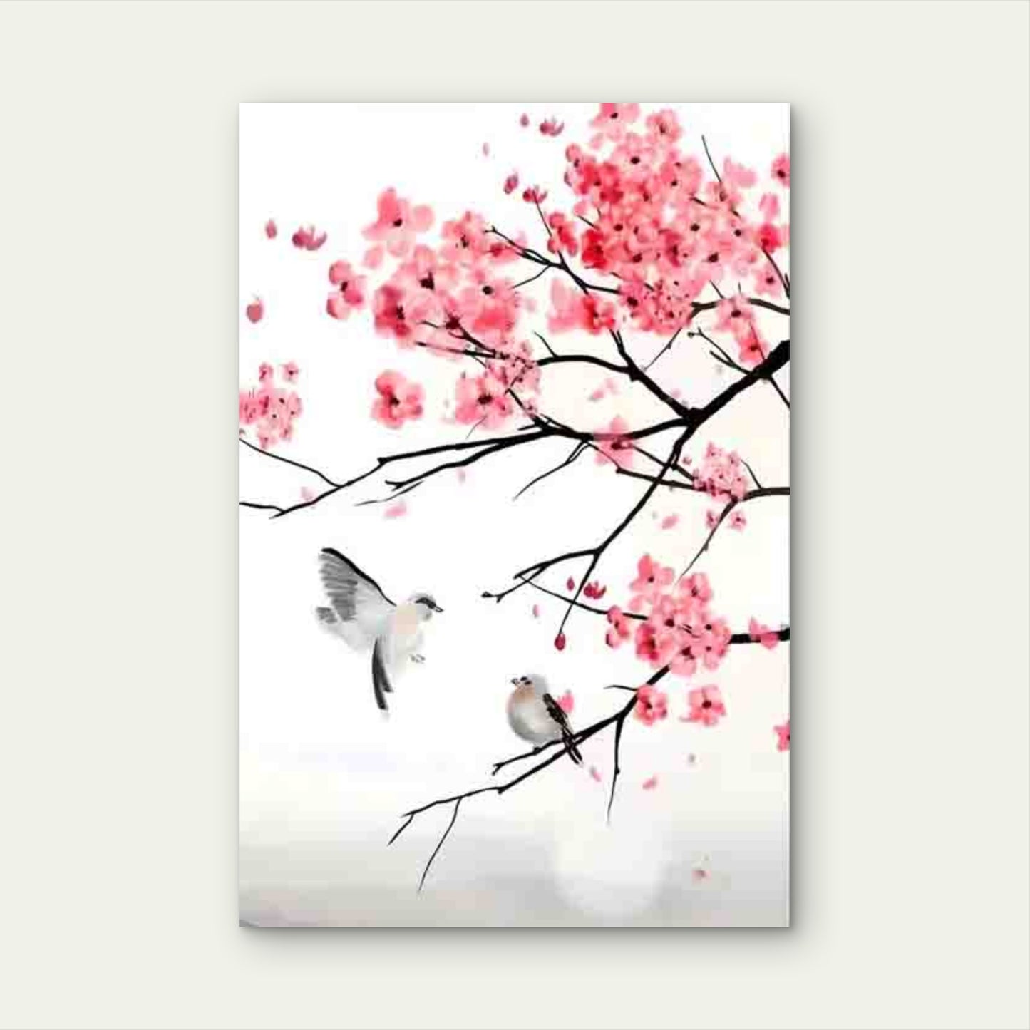 Bird In Cherry Blossoms Metal Print Ready to Hang