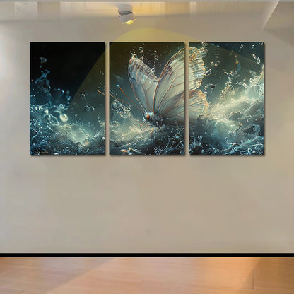 3pcs Crystal Butterfly with water Splashes Wall Art Set Canvas Framed 40x60cm - High Quality Print 100% Australian Made Wall Canvas Ready to Hang - Bella Home Decor