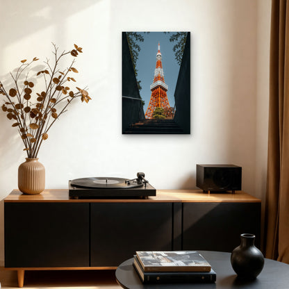 Tokyo Tower Viewed from Staircase, Tokyo, Japan 60x90cm Metal Print Ready to Hang