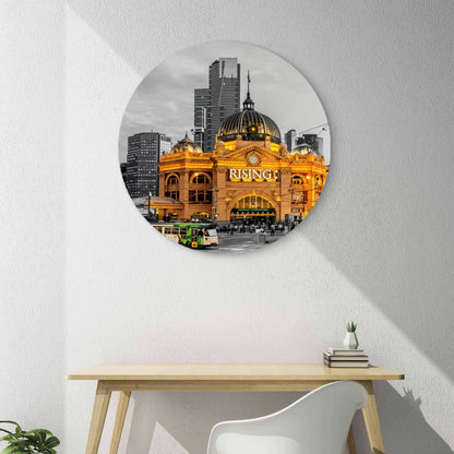 Melbourne Street Light Black and White City Acrylic Glass Rounded Print Tempered Glass Wall Art 100% Made in Australia Ready to Hang