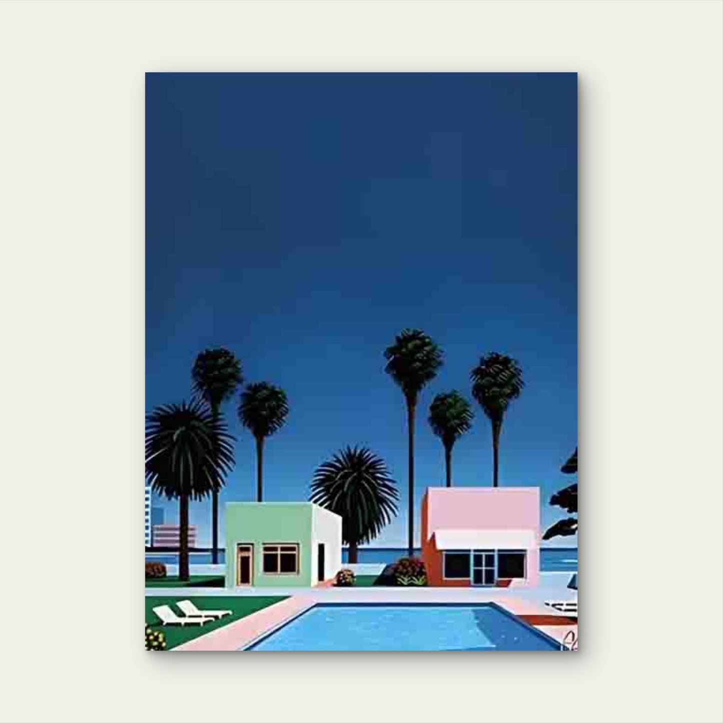 Mid-Century Retro Architecture 60x90cm Metal Print Ready to Hang