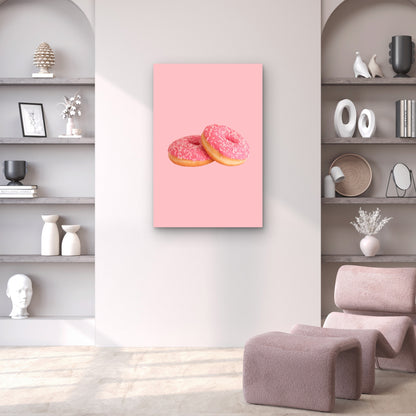 Two Pink Sprinkle Donuts 40x60cm Metal Print Ready to Hang