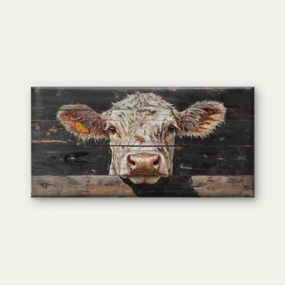 Rustic Cow Portrait Wall Art Canvas Office Home Room Framed 120x60cm