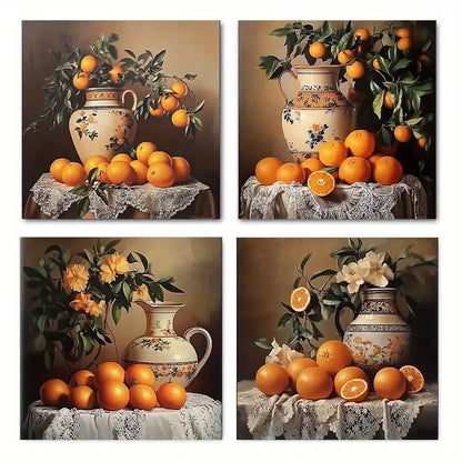 4pcsFruits Flowers  Wall Art Canvas Framed