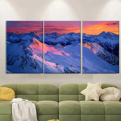 3pcs Obertauern Ski Resort Mountain Wall Art Set Canvas Framed 40x60cm - High Quality Print 100% Australian Made Wall Canvas Ready to Hang
