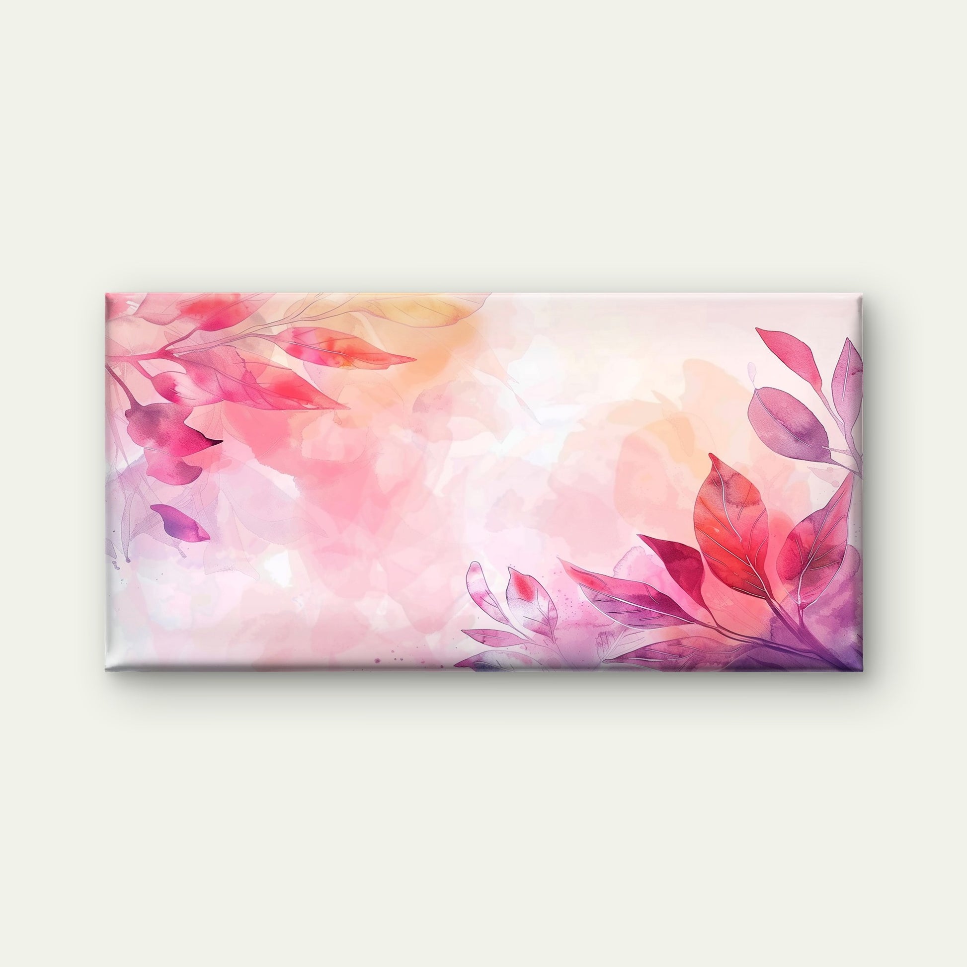 Pink Watercolor Botanical Art Wall Art Canvas Office Home Room Framed 120x60cm - Bella Home Decor
