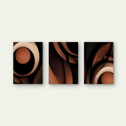3pcs Abstract Brown Terracotta Black   Wall Art Set Canvas Framed 50x70cm - High Quality Print 100% Australian Made Wall Canvas Ready to Hang