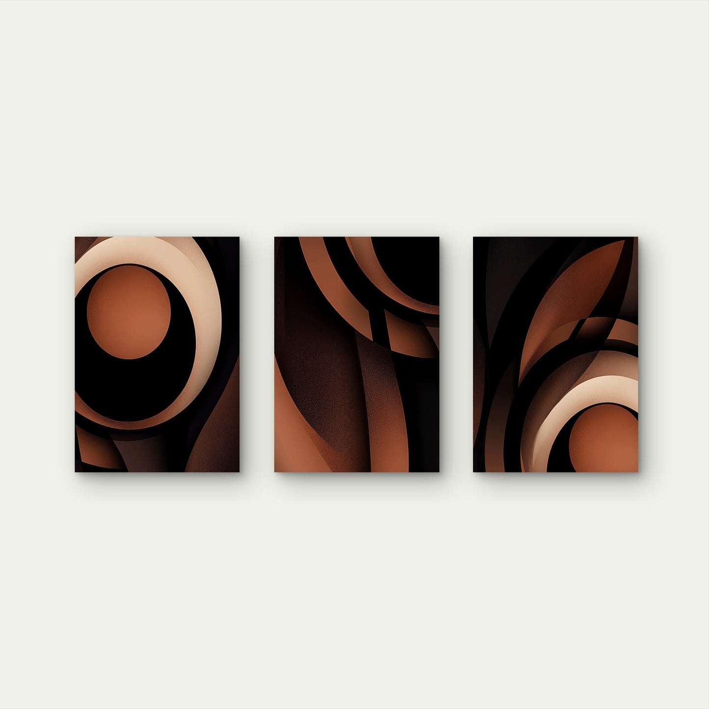 3pcs Abstract Brown Terracotta Black Wall Art Set Canvas Framed 60x90cm - High Quality Print 100% Australian Made Wall Canvas Ready to Hang