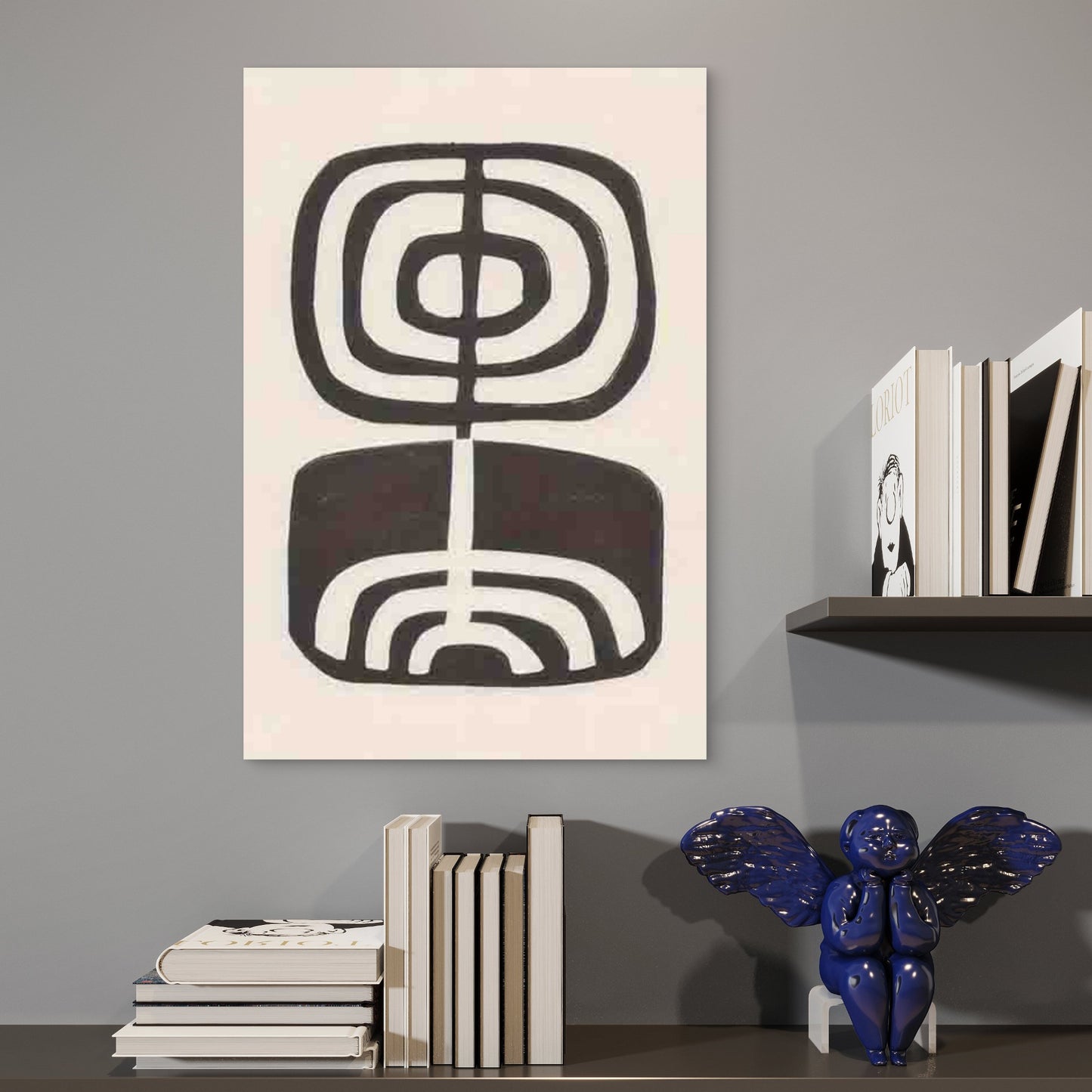 Black & White Abstract Geometric 60x90cm Metal Print Ready to Hang - Bella Home Decor