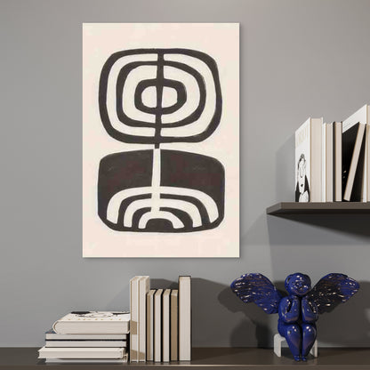 Black & White Abstract Geometric 60x90cm Metal Print Ready to Hang - Bella Home Decor