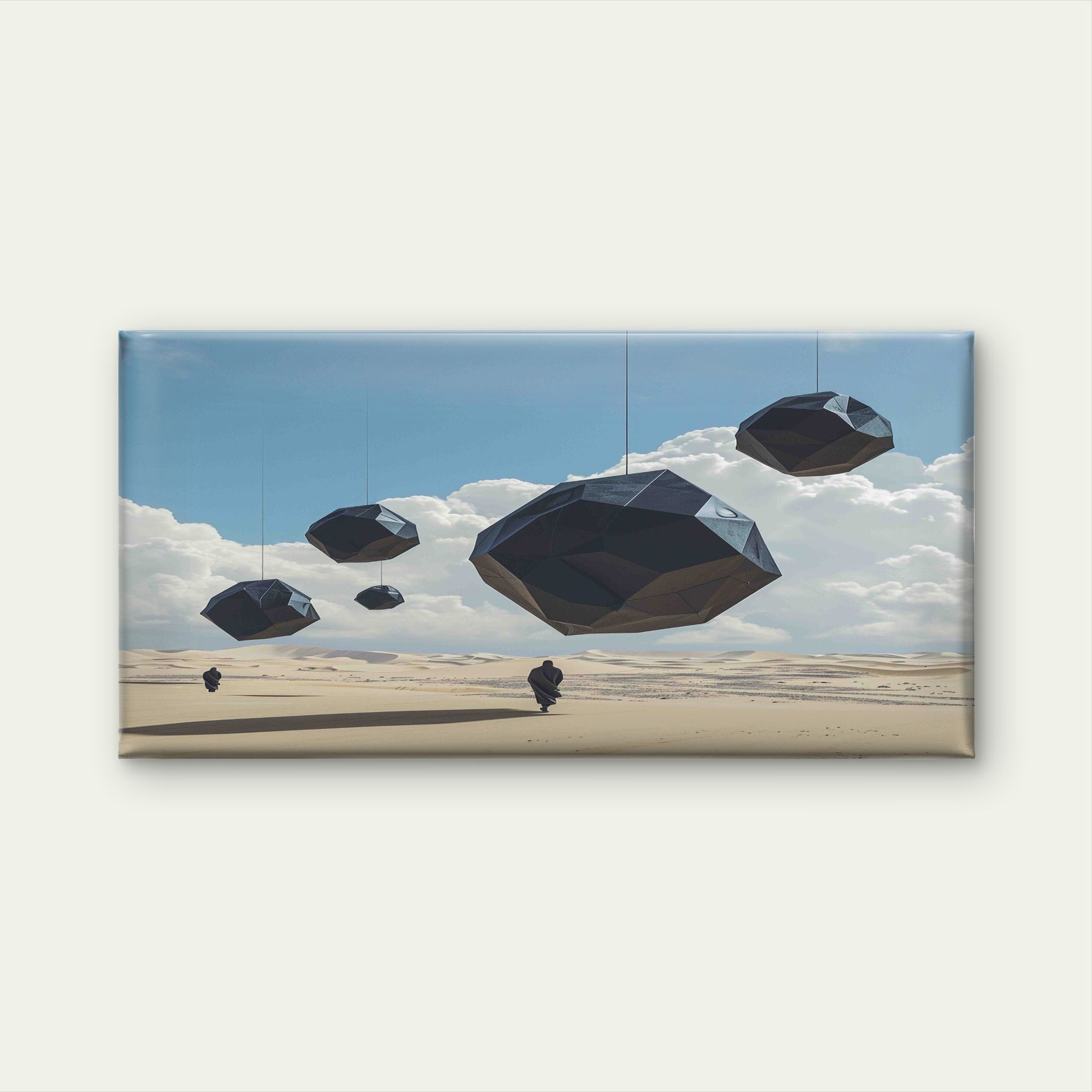 Surreal Geometric Shapes Desert Wall Art Canvas Office Home Room Framed 120x60cm - Bella Home Decor