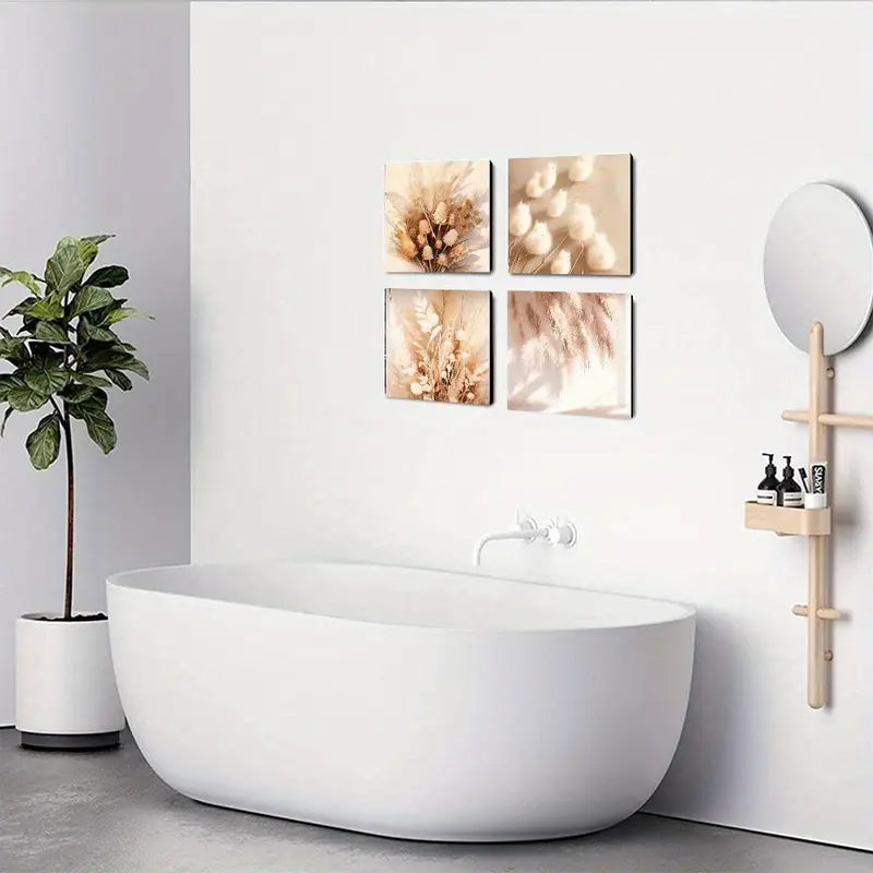 4pcs Rustic farmhouse  Classic Retro Wall Art Canvas Framed