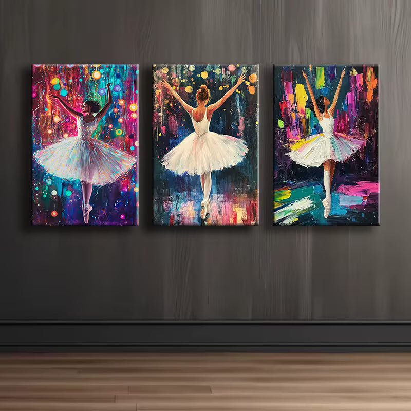 3pcs Ballerina Elegant Dancer Wall Art Set Canvas Framed 40x60cm - High Quality Print 100 % Australian Made Wall Canvas Ready to Hang - Bella Home Decor