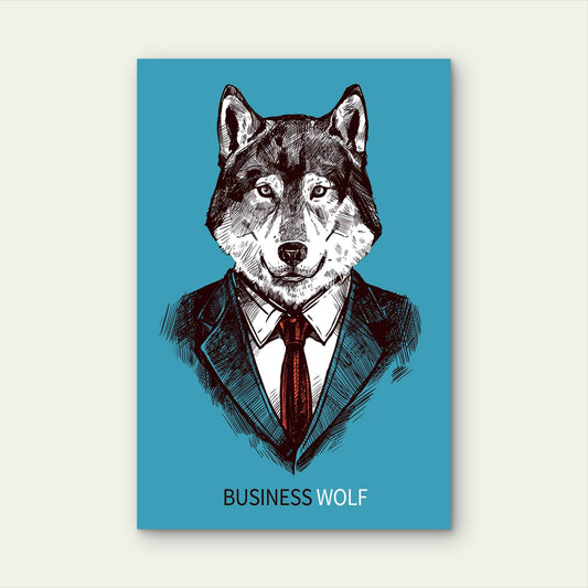 Business Wolf 60x90cm Metal Print Ready to Hang