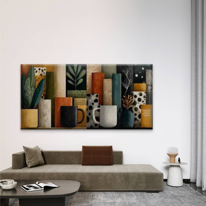Bookshelf & Coffee Cup Abstract Wall Art Canvas Office Home Room Framed 120x60cm