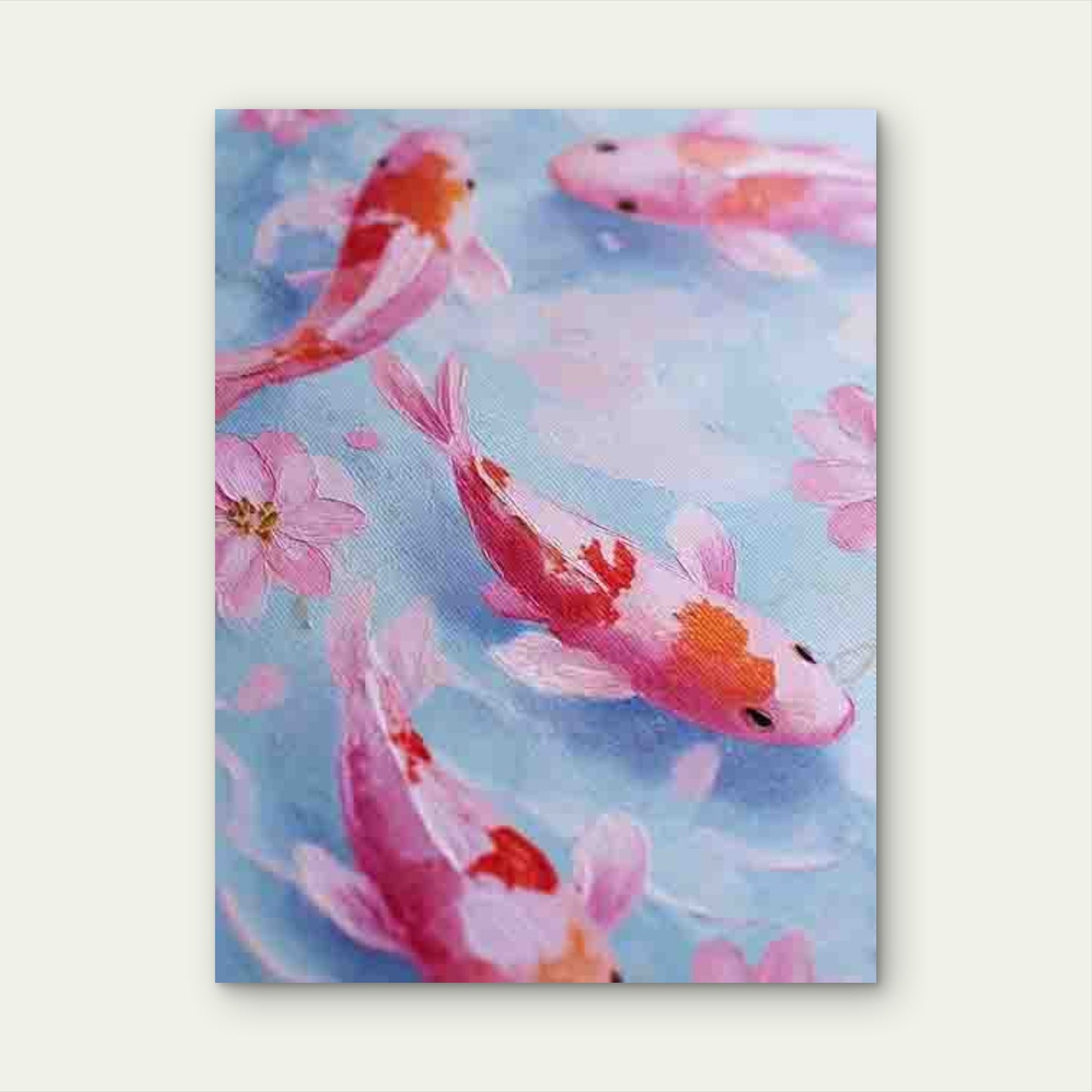 Two Koi Fish in Pastel Pink & Soft Blue Metal Print Ready to Hang