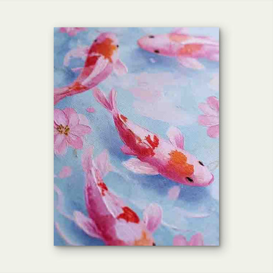 Two Koi Fish in Pastel Pink & Soft Blue Metal Print Ready to Hang