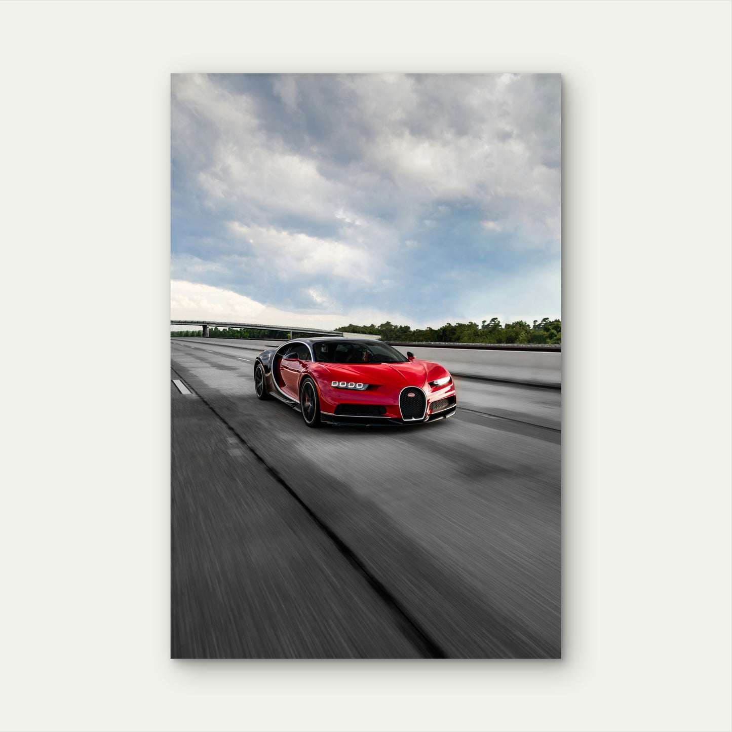 Red And Black Bugatti Chiron Hyper Sports Car 40x60cm Metal Print Ready to Hang