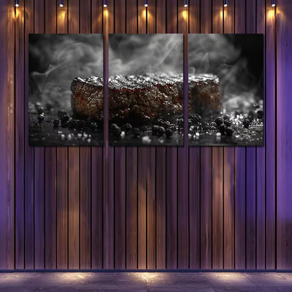 3pcs Delicious Steak Theme Wall Art Set Canvas Framed 60x90cm - High Quality Print 100% Australian Made Wall Canvas Ready to Hang - Bella Home Decor