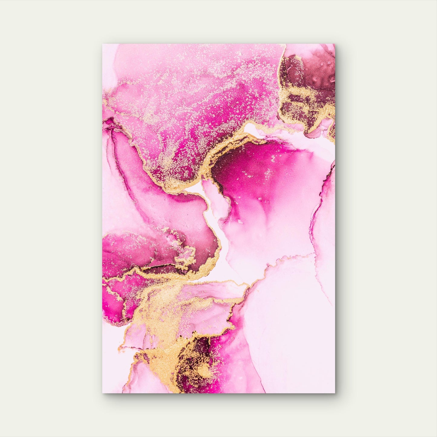 Vibrant Hot Pink Gold Abstract Marble 40x60cm Metal Print Ready to Hang