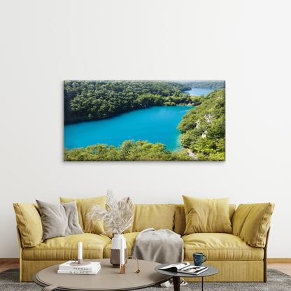 Azure Lakes With Waterfalls Wall Art Canvas Office Home Room Framed 120x60cm - Bella Home Decor