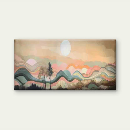 Tree & Sun Colorful Landscape Wall Art Canvas Office Home Room Framed 120x60cm - Bella Home Decor