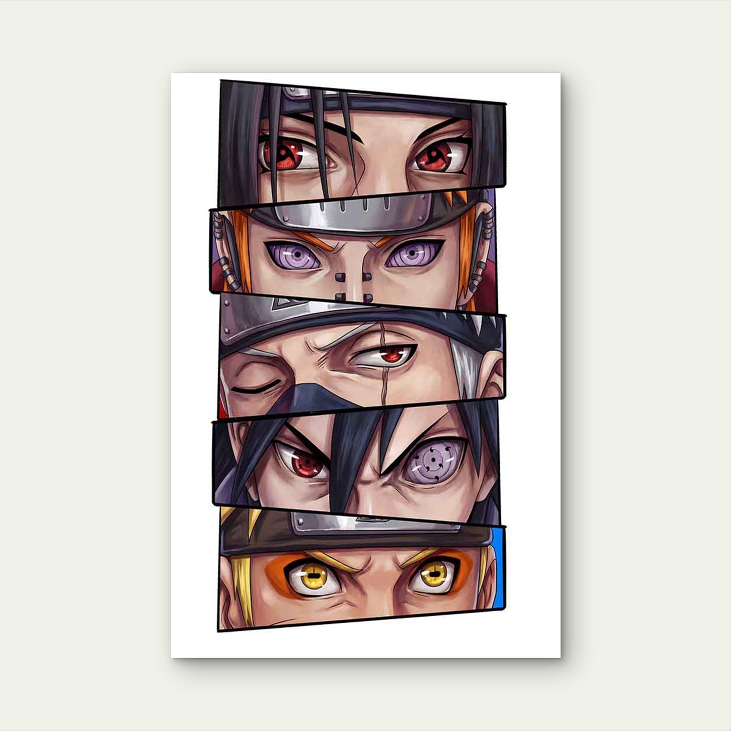 Anime Ninja Eyes Panel Collage Group 40x60cm Metal Print Ready to Hang