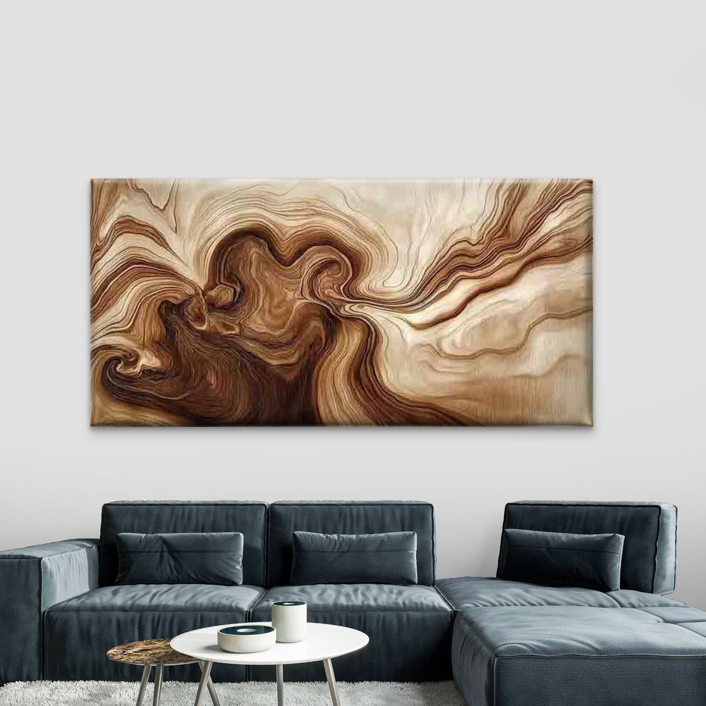 Abstract Brown Marble Texture Wall Art Canvas Office Home Room Framed 120x60cm