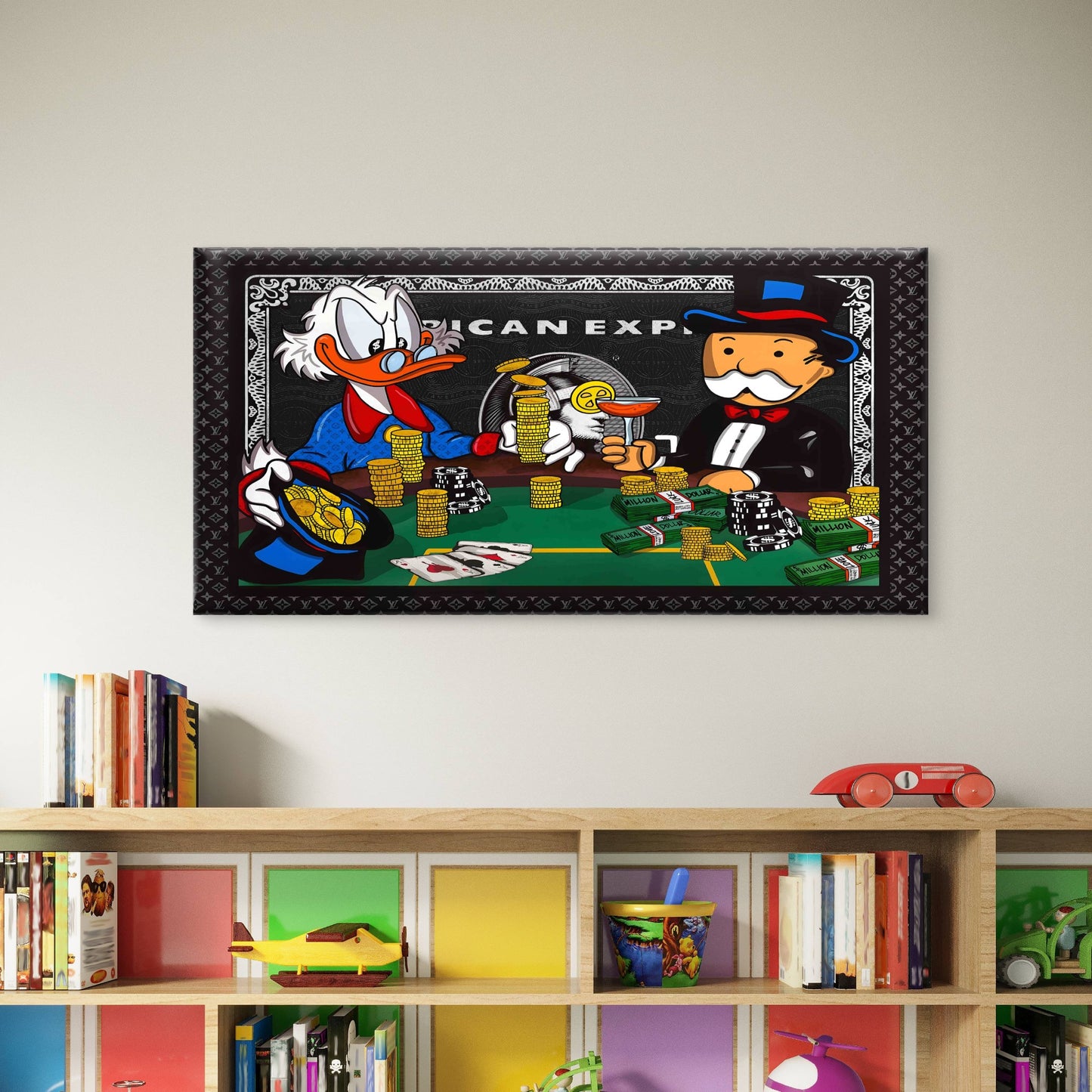 Billionaire Gamers Card Table Wall Art Canvas Office Home Room Framed 120x60cm - Bella Home Decor
