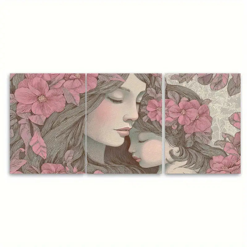 3pcs Mother Love Feminine Baby Nursery Print Wall Art Set Canvas Framed 40x60cm - High Quality Print 100% Australian Made Wall Canvas Ready to Hang