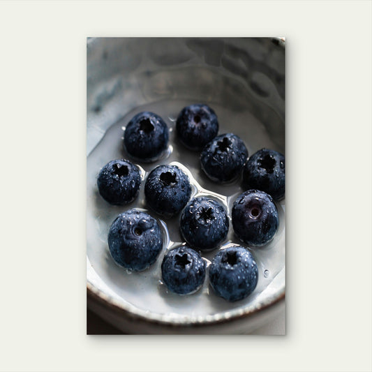 Fresh Blueberries Sitting In A Bowl With Water 60x90cm Metal Print Ready to Hang