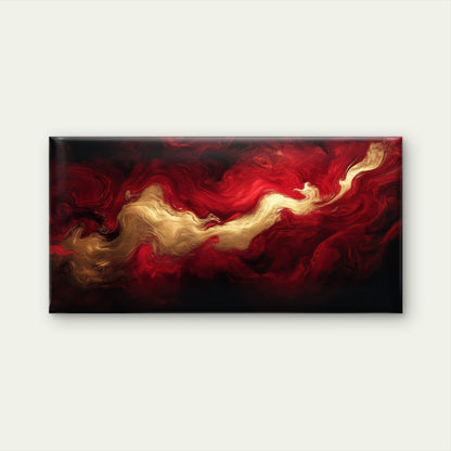 Dynamic Red Gold Swirls Art Wall Art Canvas Office Home Room Framed 120x60cm