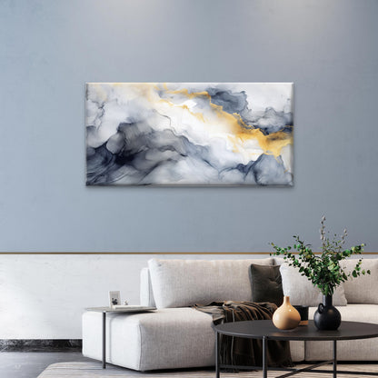 Abstract Grey Marble Smoke Texture Wall Art Canvas Office Home Framed 120x60cm