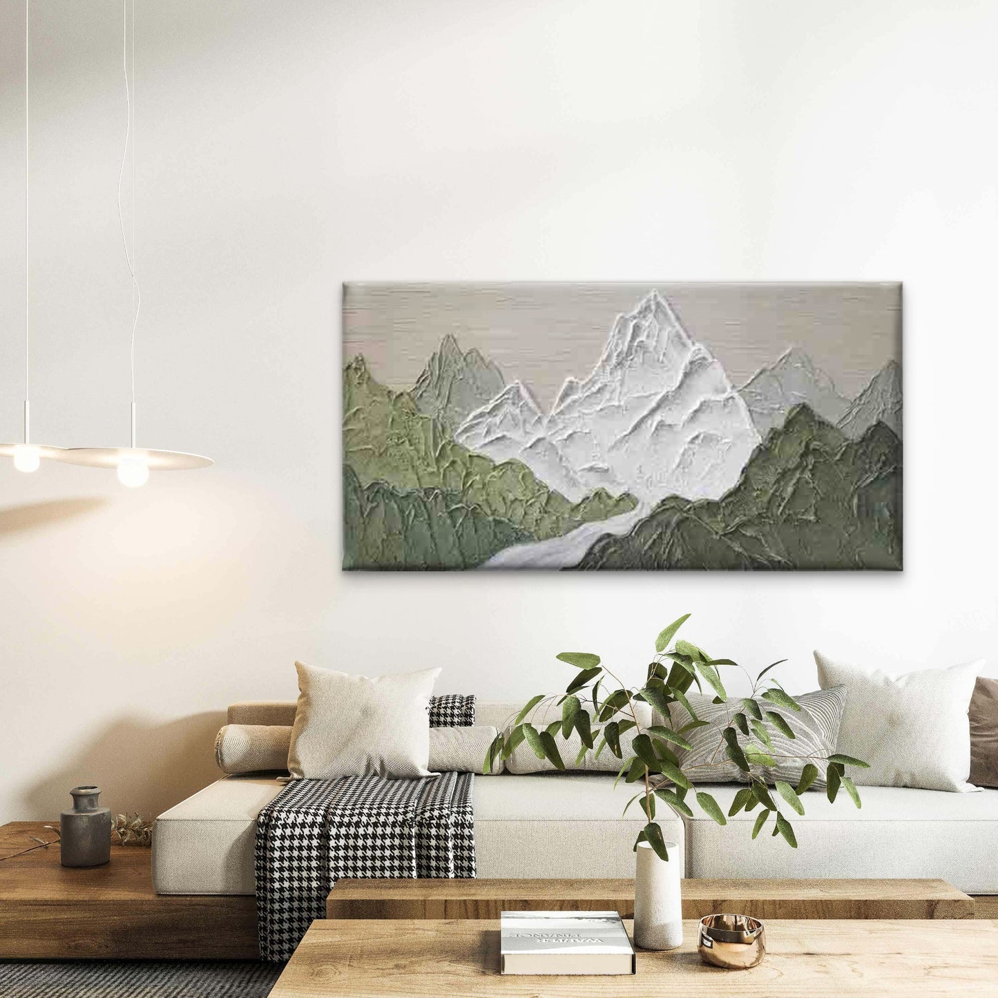 Mountain And River Landscape Wall Art Canvas Office Home Room Framed 120x60cm - Bella Home Decor